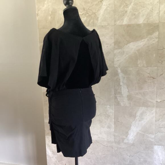 Free People Black Body Con Wrap Mini Dress, Medium, Open Draped Back, Boho Party - Picture 6 of 14